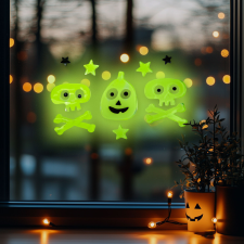 Family Halloween-i foszforeszkáló ablakdekor - koponya - 29 x 16 cm (56543C) dekoráció