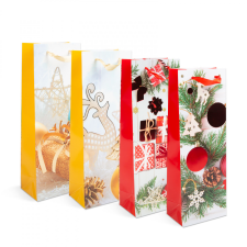 Family Italos tasak - papír, karácsonyi - 360 x 127 x 83 mm - 4 féle / csomag - 12 db / csomag ajándéktasak