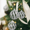 Family Karácsonyfadísz szett - glitteres ezüst gömbdísz - 7 cm - 6 db / csomag