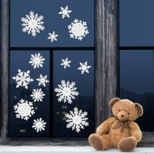 Family Karácsonyi ablakdekor szett jégkristály - papír, fehér karácsonyi ablakdekoráció