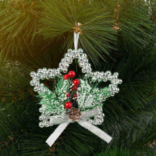 Family Karácsonyi dekoráció - akasztható - ezüst csillag - 10 cm karácsonyfadísz