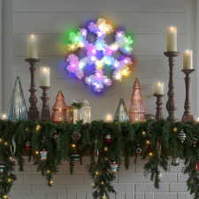 Family Karácsonyi dekoráció - irizáló, színes LED-es hópehely - 32 cm - elemes (58941) karácsonyfa izzósor