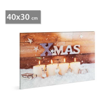 Family Karácsonyi LED-es hangulatkép - fali akasztóval, 2 x AA, 40 x 30 cm karácsonyfa izzósor
