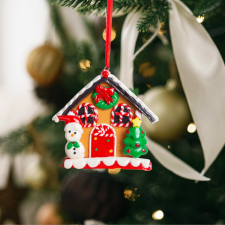 Family Karácsonyi mágneses dekoráció - 2 az 1-ben - mézeskalács házikó hóemberrel - 85 x 75 mm karácsonyi dekoráció