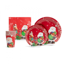 Family Karácsonyi papír teríték szett - 12 tányér, 6 pohár, 20 szalvéta (58224C) karácsonyi dekoráció