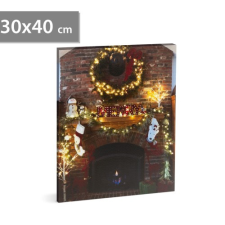 Family LED es fali hangulatkép, kandalló, 2 x AA, 30 x 40 cm, 58467 karácsonyi dekoráció