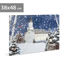 Family LED-es fali hangulatkép - téli táj - 2 x AA, 48 x 38 cm karácsonyfadísz