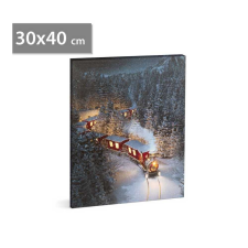 Family LED-es fali hangulatkép - vonat - 2 x AA, 30 x 40 cm karácsonyfa izzósor