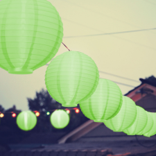 Family LED-es lampion - 1 LED - zöld - 2 x AAA party kellék