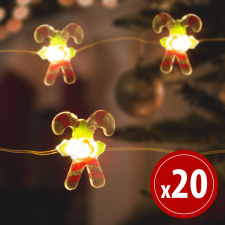 Family LED fényfüzér - cukorbot - 2,2 m - 20 LED - melegfehér - 2 x AA karácsonyi dekoráció