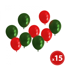 Family Lufi szett - piros-zöld, metálos - 15 db / csomag (58751) karácsonyi dekoráció