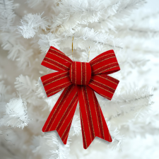 Family Masni dekoráció - glitteres, piros - 18 x 25 cm karácsonyi dekoráció