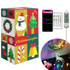 Family Smart fényfüzér - hópehely - USB - 20 db RGBIC LED - 2 m - bluetooth karácsonyfa izzósor