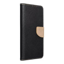 Fancy Apple iPhone 15 Flip Tok - Fekete/Arany tok és táska