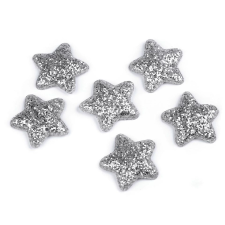 Fashion Glitteres csillagok, Ø50 mm, 10db, 400187, ezüst karácsonyi dekoráció