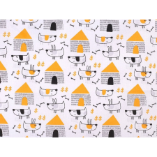 Fashion Kutyusok narancssárga házakkal anyag patchwork pamutvászon, 160cm/0,5m - 380796-9 méteráru