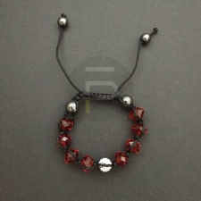Fashion Shamballa karkötő 1 kristály + 8 üveggyöngy piros karkötő