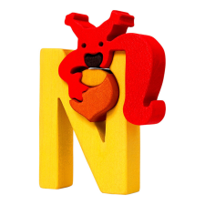 Fauna fa puzzle ABC betűk N (mókus) kreatív és készségfejlesztő
