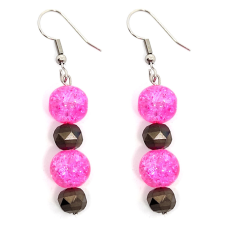  Fazettált füstüveg és hegyikristály fülbevaló fülbevaló