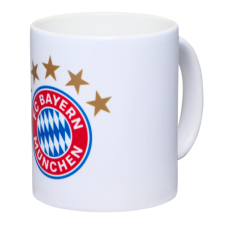 FC Bayern München Bögre 5 csillagos logóval, FC Bayern München, 0,3 l, fehér bögrék, csészék