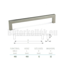FDU Bútorfogantyú MARINA Nemesacél 480mm bútor