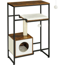 Feandrea Macska kaparófa, asztal, cicaházzal, rusztikus barna 74x34x114cm macskabútor