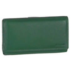  Fedeles, cipzáros aprós, hátul kártyatartós sima zöld bőr pénztárca Gina Monti