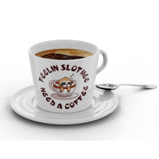 Feelin Slothee Need a Coffee - Kávéscsésze (Ajándék kistányérral) bögrék, csészék