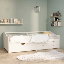  Fehér 3-személyes tömör fenyőfa kanapéágy fiókokkal 90 x 200 cm ágy és ágykellék
