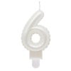  Fehér 6-os Pearly számgyertya, tortagyertya