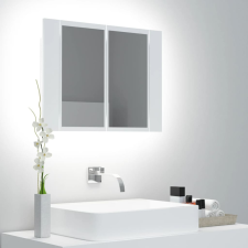  Fehér akril LED-es fürdőszobaszekrény tükörrel 60x12x45 cm fürdőszoba bútor
