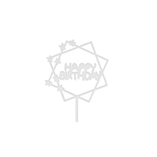 Fehér csillagos Happy Birthday sziluett tortadísz sütés és főzés