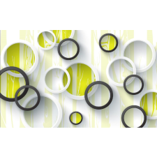  Fehér és fekete körök tapéta, 400 x 250 cm tapéta, díszléc és más dekoráció