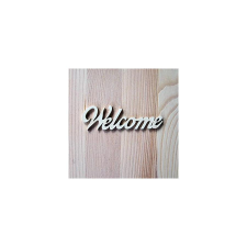 Fehér fa 'Welcome' felirat, mérete: 100x30 mm dekorációs kellék