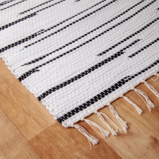  Fehér-fekete rongyszőnyeg 70&#215;200 cm lakástextília