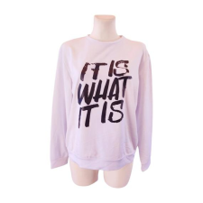  Fehér feliratos vékony pulóver (méret: L) női pulóver, kardigán