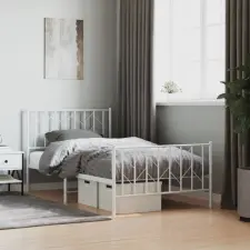  fehér fém ágykeret fej- és lábtámlával 100 x 190 cm ágy és ágykellék