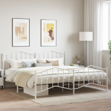 fehér fém ágykeret fej- és lábtámlával 200 x 200 cm ágy és ágykellék