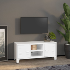 Fehér fém ipari stílusú TV-szekrény 105 x 35 x 42 cm bútor