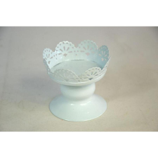  Fehér fém tartó, talpas, mérete: 8x7 cm dekorációs kellék