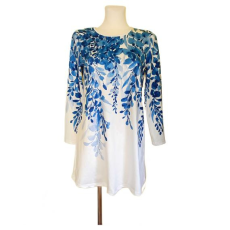  Fehér kék virágmintás női ruha (méret: S)