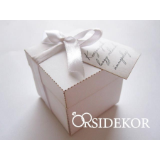  Fehér köszönetajándék doboz szalaggal és ajándékkísérővel dekorációs kellék