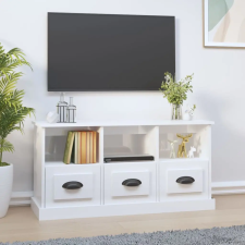  Fehér magasfényű szerelt fa TV-szekrény 100x35x50 cm bútor
