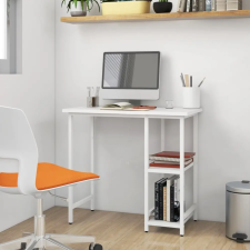  Fehér MDF és fém számítógépasztal 80 x 40 x 72 cm íróasztal