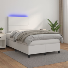 fehér műbőr rugós ágy matraccal és LED-del 120x200 cm ágy és ágykellék