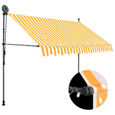  Fehér-narancssárga kézzel kihúzható LED-es napellenző 300 cm kerti bútor