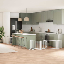  fehér nyárfa 12 paneles összecsukható kutyakapu ajtóval 960 cm kutyafelszerelés