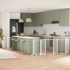  fehér nyárfa 15 paneles összecsukható kutyakapu ajtóval 750 cm kutyafelszerelés