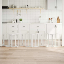  fehér nyárfa 6 paneles összecsukható kutyakapu ajtóval 300 cm kutyafelszerelés