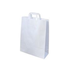  Fehér szalagfüles papirtáska, mérete: 32x41x12 cm dekorációs kellék